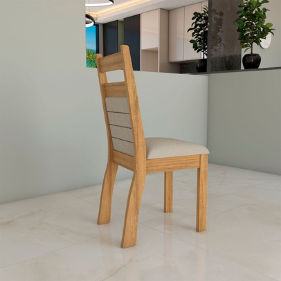 Canto Alemão Amelia com 2 Cadeiras Mel/Blonde/Veludo Perola - Panorama Móveis