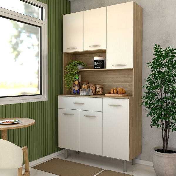 Armário de Cozinha Beatrice 6 Portas 1 Gaveta Freijó/Soft - Panorama Móveis