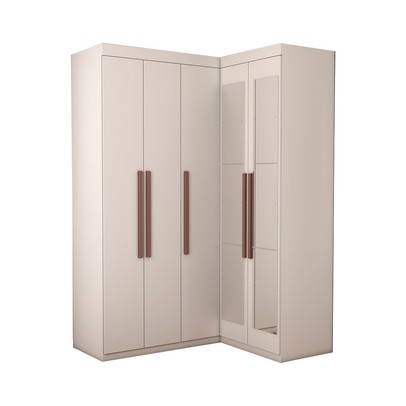 Guarda-Roupa Solteiro Modulado Odisseia 5 Portas 12 Prateleiras com Espelho Branco - Panorama Móveis