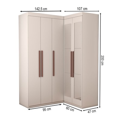 Guarda-Roupa Solteiro Modulado Odisseia 5 Portas 12 Prateleiras com Espelho Branco - Panorama Móveis