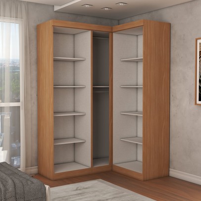 Guarda-Roupa Solteiro Modulado Odisseia 5 Portas 12 Prateleiras com Espelho Cinamomo/Off White - Panorama Móveis