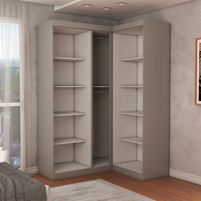 Guarda-Roupa Solteiro Modulado Odisseia 5 Portas 12 Prateleiras com Espelho Onix - Panorama Móveis