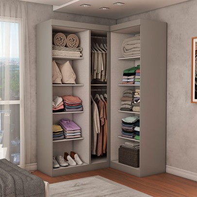 Guarda-Roupa Solteiro Modulado Odisseia 5 Portas 12 Prateleiras com Espelho Onix - Panorama Móveis