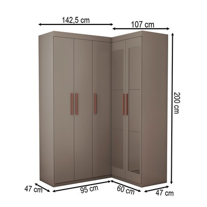 Guarda-Roupa Solteiro Modulado Odisseia 5 Portas 12 Prateleiras com Espelho Onix - Panorama Móveis