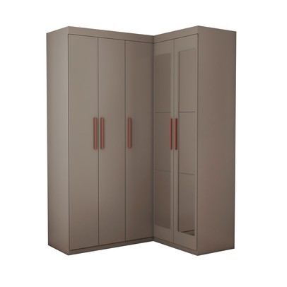 Guarda-Roupa Solteiro Modulado Odisseia 5 Portas 12 Prateleiras com Espelho Onix - Panorama Móveis