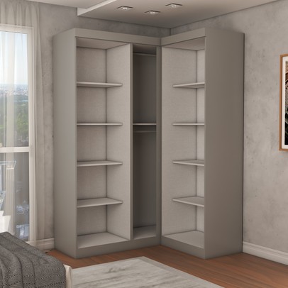 Guarda-Roupa Solteiro Modulado Odisseia 5 Portas 12 Prateleiras com Espelho Onix - Panorama Móveis