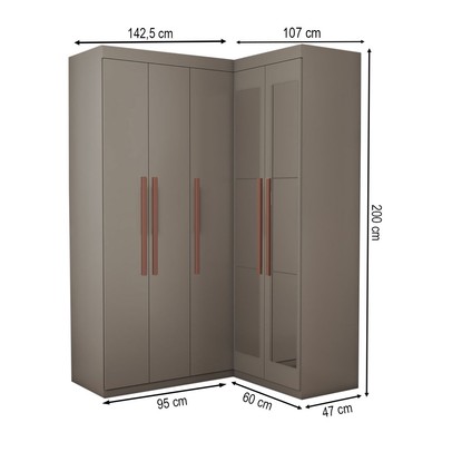 Guarda-Roupa Solteiro Modulado Odisseia 5 Portas 12 Prateleiras com Espelho Onix - Panorama Móveis