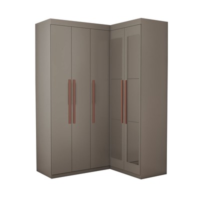 Guarda-Roupa Solteiro Modulado Odisseia 5 Portas 12 Prateleiras com Espelho Onix - Panorama Móveis
