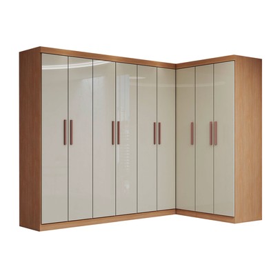 Guarda-Roupa Casal Modulado Odisseia 9 Portas 2 Gavetas Cinamomo/Off White - Panorama Móveis