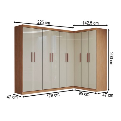 Guarda-Roupa Casal Modulado Odisseia 9 Portas 2 Gavetas Cinamomo/Off White - Panorama Móveis