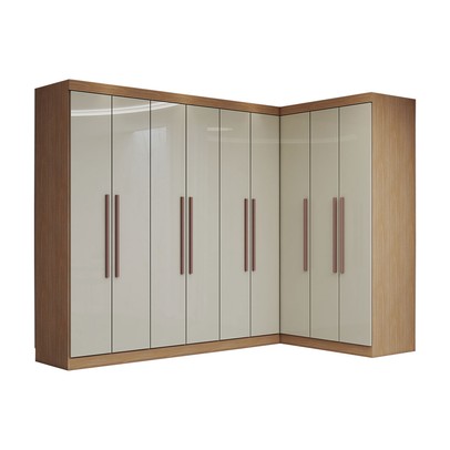 Guarda-Roupa Casal Modulado Odisseia 9 Portas 2 Gavetas Cinamomo/Off White - Panorama Móveis