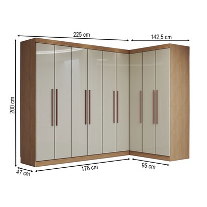 Guarda-Roupa Casal Modulado Odisseia 9 Portas 2 Gavetas Cinamomo/Off White - Panorama Móveis