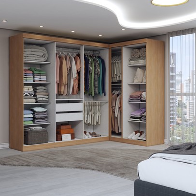 Guarda-Roupa Casal Modulado Odisseia 9 Portas 2 Gavetas Cinamomo/Off White - Panorama Móveis