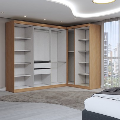 Guarda-Roupa Casal Modulado Odisseia 9 Portas 2 Gavetas Cinamomo/Off White - Panorama Móveis