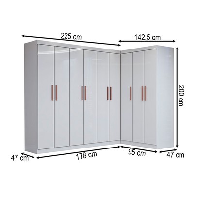 Guarda-Roupa Casal Modulado Odisseia 9 Portas 2 Gavetas Branco - Panorama Móveis