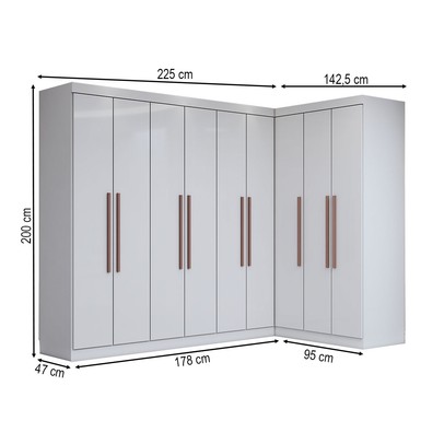 Guarda-Roupa Casal Modulado Odisseia 9 Portas 2 Gavetas Branco - Panorama Móveis
