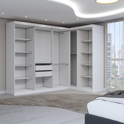 Guarda-Roupa Casal Modulado Odisseia 9 Portas 2 Gavetas Branco - Panorama Móveis