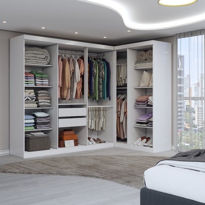 Guarda-Roupa Casal Modulado Odisseia 9 Portas 2 Gavetas Branco - Panorama Móveis
