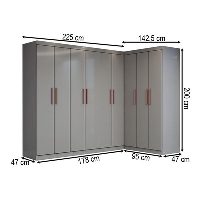 Guarda-Roupa Casal Modulado Odisseia 9 Portas 2 Gavetas Onix - Panorama Móveis