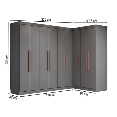 Guarda-Roupa Casal Modulado Odisseia 9 Portas 2 Gavetas Onix - Panorama Móveis