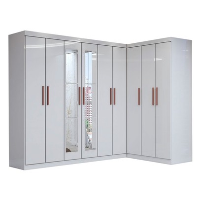 Guarda-Roupa Casal Modulado Odisseia 9 Portas 2 Gavetas com Espelho Branco - Panorama Móveis