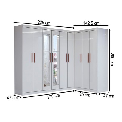 Guarda-Roupa Casal Modulado Odisseia 9 Portas 2 Gavetas com Espelho Branco - Panorama Móveis