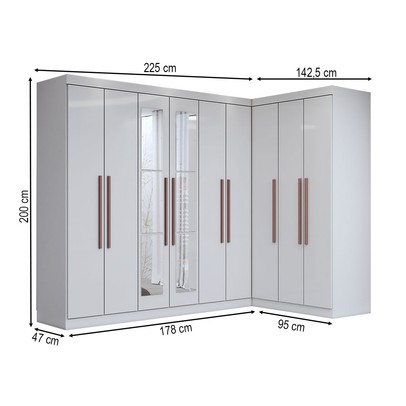 Guarda-Roupa Casal Modulado Odisseia 9 Portas 2 Gavetas com Espelho Branco - Panorama Móveis