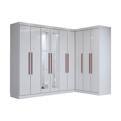 Guarda-Roupa Casal Modulado Odisseia 9 Portas 2 Gavetas com Espelho Branco - Panorama Móveis