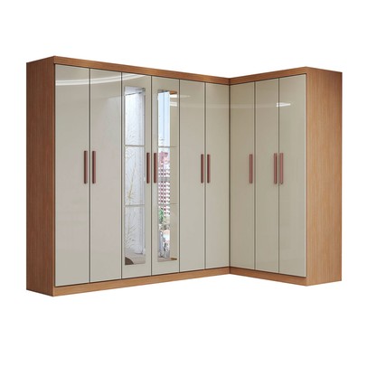 Guarda-Roupa Casal Modulado Odisseia 9 Portas 2 Gavetas com Espelho Cinamomo/Off White - Panorama Móveis