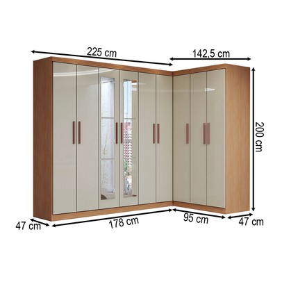 Guarda-Roupa Casal Modulado Odisseia 9 Portas 2 Gavetas com Espelho Cinamomo/Off White - Panorama Móveis