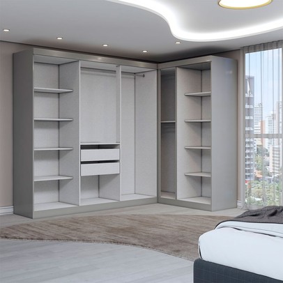 Guarda-Roupa Casal Modulado Odisseia 9 Portas 2 Gavetas com Espelho Onix - Panorama Móveis