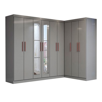 Guarda-Roupa Casal Modulado Odisseia 9 Portas 2 Gavetas com Espelho Onix - Panorama Móveis