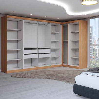 Guarda-Roupa Casal Modulado Odisseia 11 Portas 4 Gavetas Cinamomo/Off White - Panorama Móveis