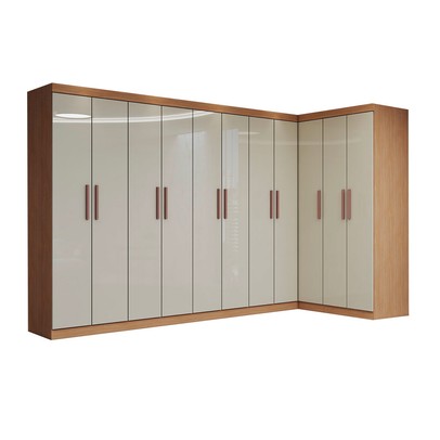 Guarda-Roupa Casal Modulado Odisseia 11 Portas 4 Gavetas Cinamomo/Off White - Panorama Móveis