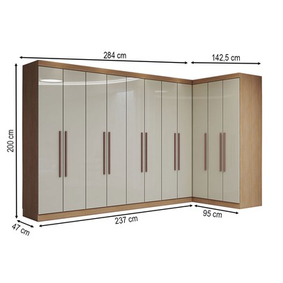 Guarda-Roupa Casal Modulado Odisseia 11 Portas 4 Gavetas Cinamomo/Off White - Panorama Móveis
