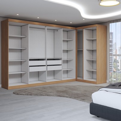 Guarda-Roupa Casal Modulado Odisseia 11 Portas 4 Gavetas Cinamomo/Off White - Panorama Móveis