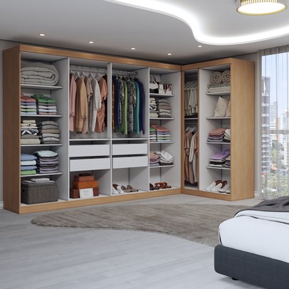 Guarda-Roupa Casal Modulado Odisseia 11 Portas 4 Gavetas Cinamomo/Off White - Panorama Móveis