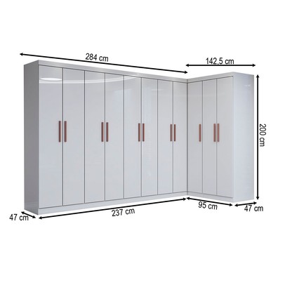 Guarda-Roupa Casal Modulado Odisseia 11 Portas 4 Gavetas Branco - Panorama Móveis