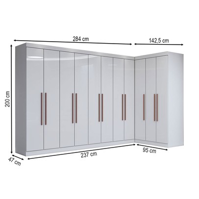 Guarda-Roupa Casal Modulado Odisseia 11 Portas 4 Gavetas Branco - Panorama Móveis
