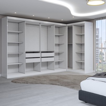 Guarda-Roupa Casal Modulado Odisseia 11 Portas 4 Gavetas Branco - Panorama Móveis