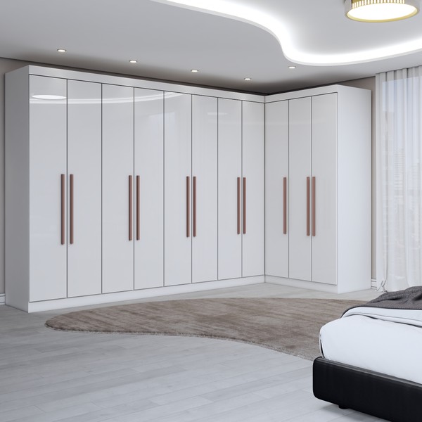 Guarda-Roupa Casal Modulado Odisseia 11 Portas 4 Gavetas Branco - Panorama Móveis