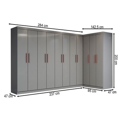 Guarda-Roupa Casal Modulado Odisseia 11 Portas 4 Gavetas Onix - Panorama Móveis