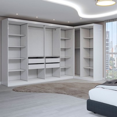 Guarda-Roupa Casal Modulado Odisseia 11 Portas 4 Gavetas com Espelho Branco - Panorama Móveis