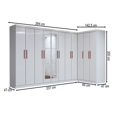 Guarda-Roupa Casal Modulado Odisseia 11 Portas 4 Gavetas com Espelho Branco - Panorama Móveis