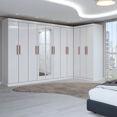 Guarda-Roupa Casal Modulado Odisseia 11 Portas 4 Gavetas com Espelho Branco - Panorama Móveis