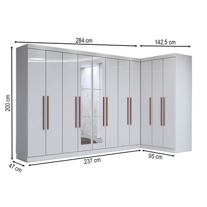 Guarda-Roupa Casal Modulado Odisseia 11 Portas 4 Gavetas com Espelho Branco - Panorama Móveis