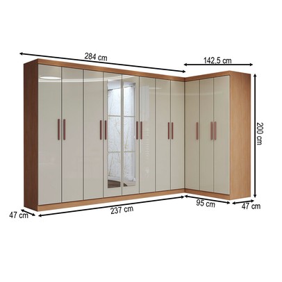 Guarda-Roupa Casal Modulado Odisseia 11 Portas 4 Gavetas com Espelho Cinamomo/Off White - Panorama Móveis