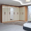 Guarda-Roupa Casal Modulado Odisseia 11 Portas 4 Gavetas com Espelho Cinamomo/Off White - Panorama Móveis