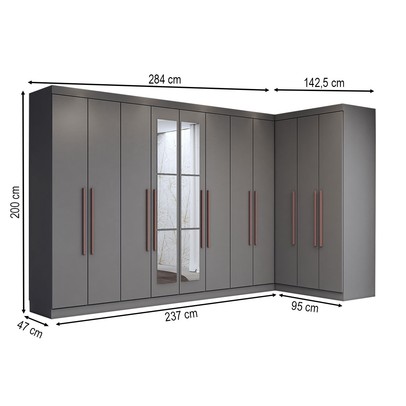 Guarda-Roupa Casal Modulado Odisseia 11 Portas 4 Gavetas com Espelho Onix - Panorama Móveis