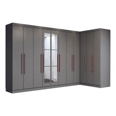 Guarda-Roupa Casal Modulado Odisseia 11 Portas 4 Gavetas com Espelho Onix - Panorama Móveis